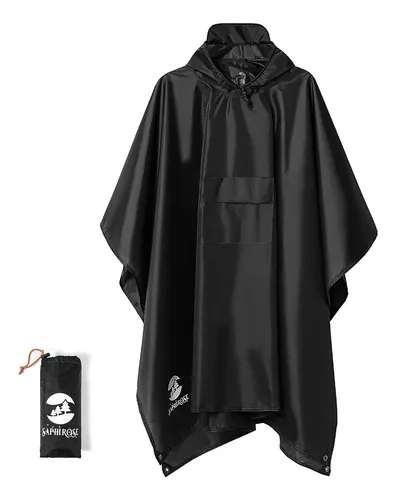 Chubasquero Impermeable Hombre Poncho Multifuncional Negro