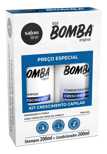  Kit Shampoo + Condicionador Sos Bomba Original 200ml