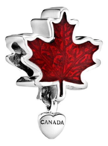 Charm Canadá Hoja De Maple 100% Plata S925 Compatible