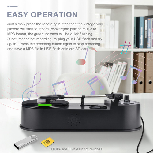 Conversor De Vinil Para Mp3 Com Slot Para Cartão Micro S