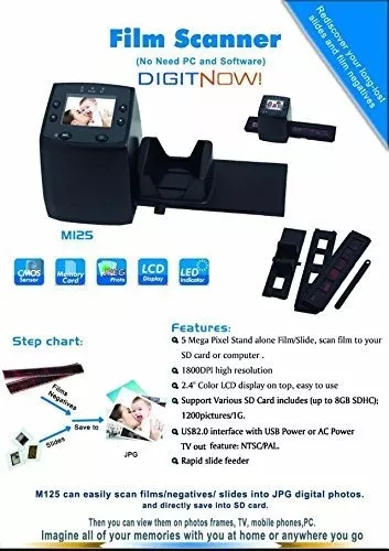 DIGITNOW High resolution film scanner convert 35/135mmNegative&Slide to  Digital JPEGs and saved to SD card, Using Built-In Software Interpolation  with 1800DPI High Resolution-5/10M Photo&Film Scanner-Film Scanner-DIGITNOW!