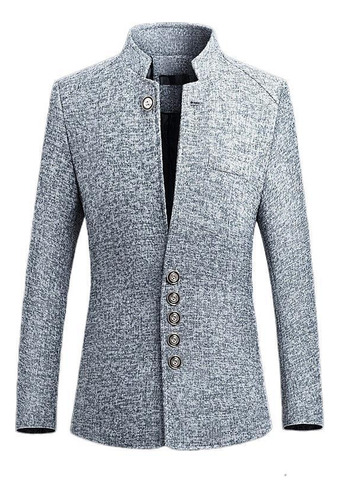 Blazer De Cuello Alto Para Hombre De Un Solo Pecho