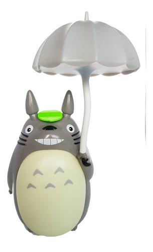 Lampara De Mesa Led Totoro Recargable Sombrilla Gris