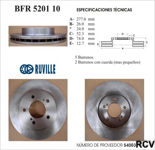 Disco Frenos Der/izq Delantera Para Mercury Villager   1999