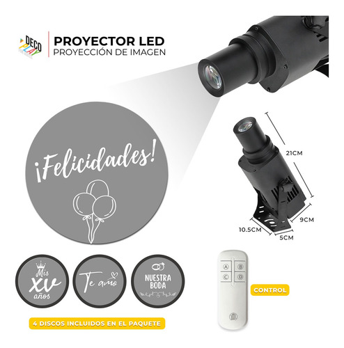 Proyector Con Frases Intercambiables Decoración De Fiestas