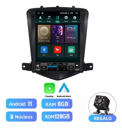 Para Chevrolet Cruze 08-13 Cámara Gps Carplay Estéreo 8+128g