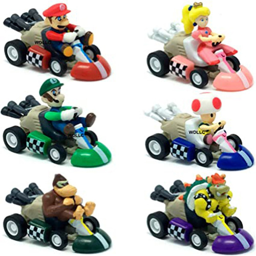 Max Fun - Figura De Acción De Mario Kart Cars, 6 Unidades