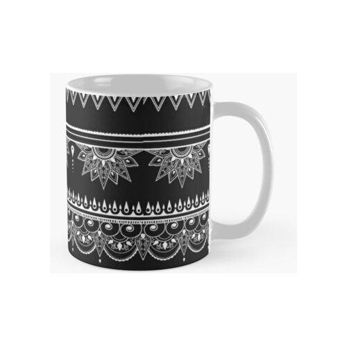 Taza Patrones Del Sur De Asia Blanco Sobre Negro Calidad Pre