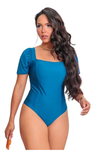Kit 2 Bodys Suplex Manga Princesa E Bojo Com Fecho Embaixo Branco E Azul Único