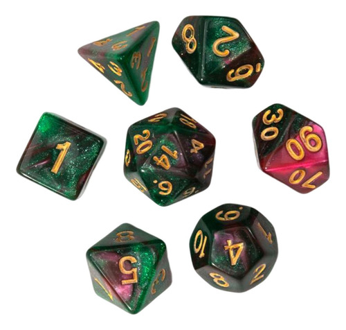 2 Conjunto De Dados Poliédricos 7x D4-d20 Vermelho Verde