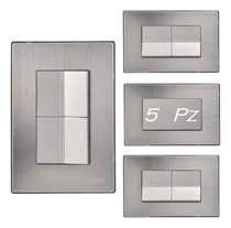 Comprar Placa 2 Apagadores Sencillos Armada Acero Inoxidable (5pz)
