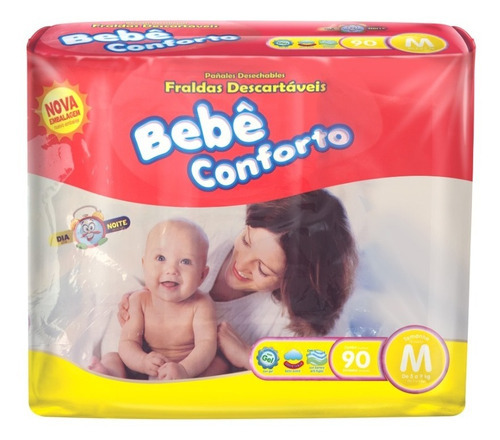 Fralda Infantil Bebê Conforto Mega Tamanho M ( 5 a 9 Kg c/ 90 un