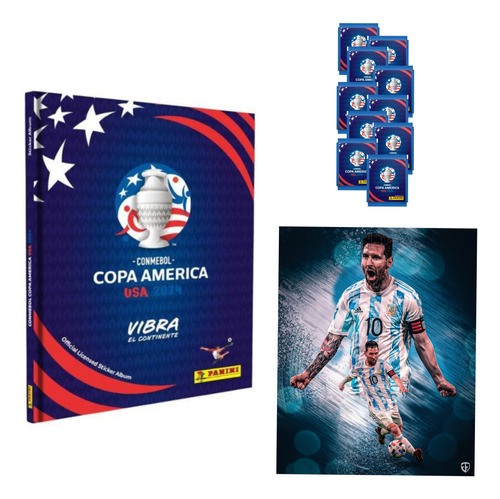 Copa América Álbum Tapa Dura + 25 Sobres + Póster. 