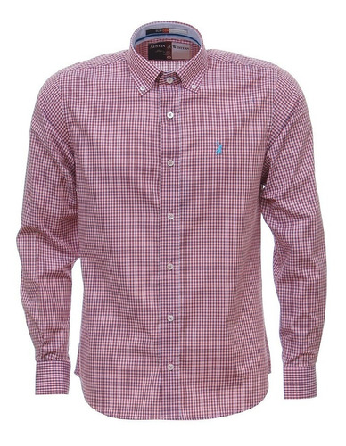 Camisa Masculina Xadrez Manga Longa Rosa Austin Western 3099