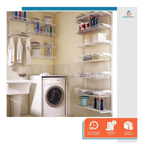 Kit 6 Un Suporte Trilho Duplo Branco Starfer 27cm