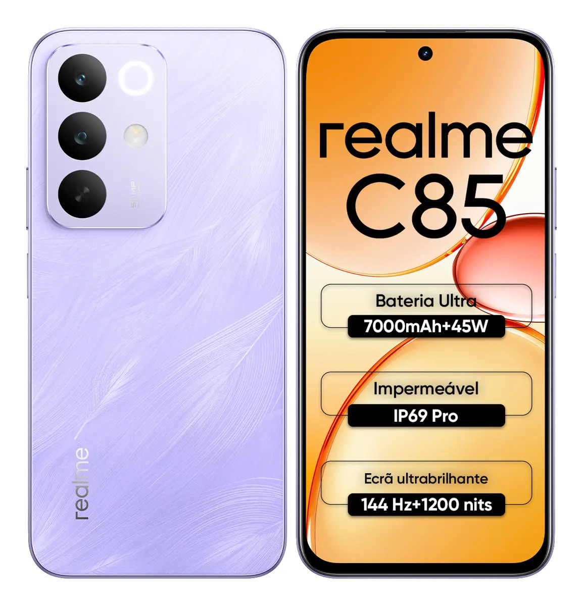 Celular Smartphone Realme C85 256gb 8gb Ram Dual Sim Bateria 7000mah 144hz, Resistência à água, Violeta