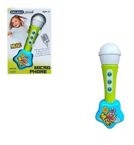 Microfono Infantil De Mano Con Luces Y Sonido Musical Niños