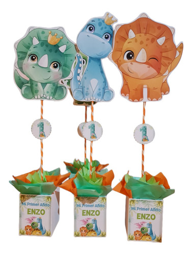 Centros De Mesa Dino Bebés Personalizados Primer Añito