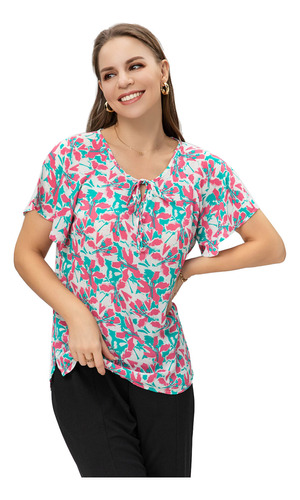 Blusa Flare Escote Amarras Turquesa Mujer Fashion's Park