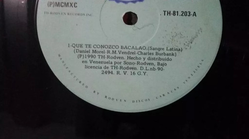 Sangre Latina Que Te Conozco Bacalao Lp Vinilo Salsa