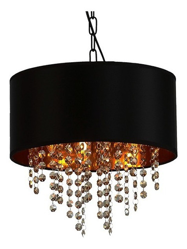 Lustre Pendente Labelle Cristais 3xe14 Preto Taschibra