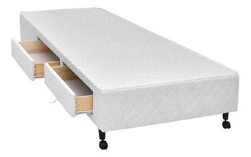 Cama Box Base C/gavetas Solteiro Poli Branco 88x27-c/2 Gav