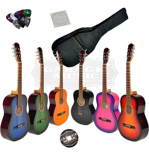 Guitarra Criolla Clasica Funda Acolchada Pua Cuerda Curso Cd