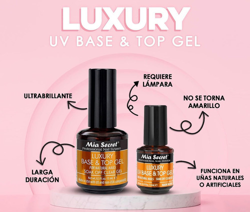 Luxury Base Y Top Gel Mía Secret (1/4 Onza)