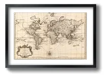 Comprar Quadro Mapas Antigos Mapa Mundi Tp Paspatur C Moldura 42x30