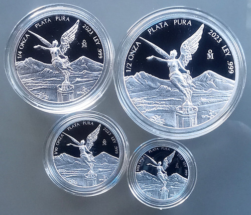 Set 4 Pzas Onzas Libertad 2023 Plata Puraproof De 1/2 A 1/20