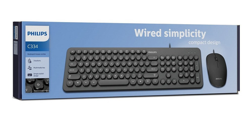 Imagen 8 de 9 de Combo Kit Teclado Y Mouse Philips C334 Cable Usb Español Ñ