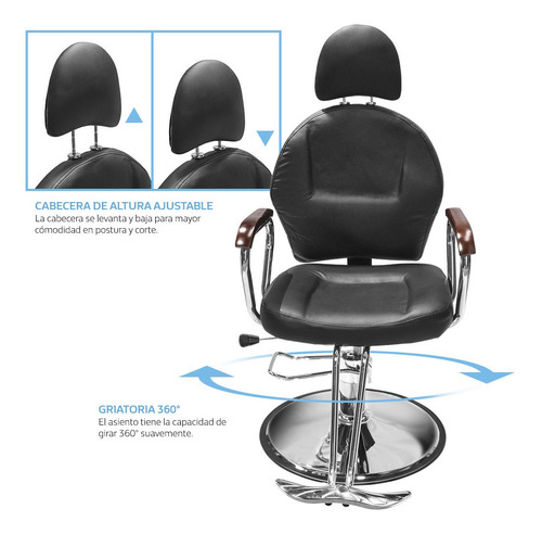 Imagen 6 de 8 de Sillon Barbero Peluqueria Silla Barberia Estetica Rudo