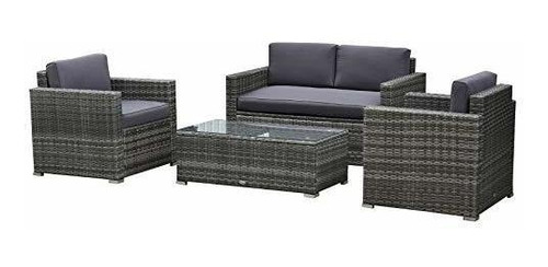 Imagen 10 de 10 de Outsunny - Juego De Muebles De Patio Acolchados, 4 Piezas, C