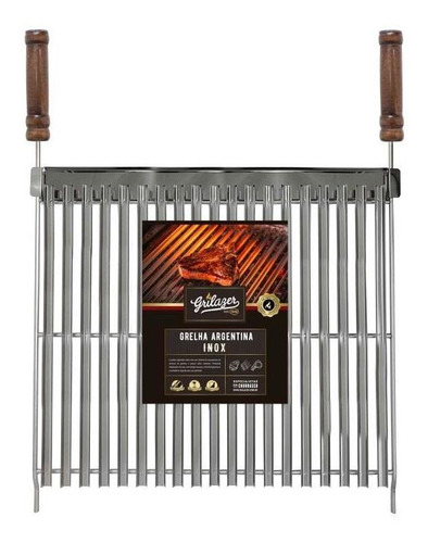 Grilazer Grill Argentina Luxo Para Churrasqueira Em Aço Inox 60x50