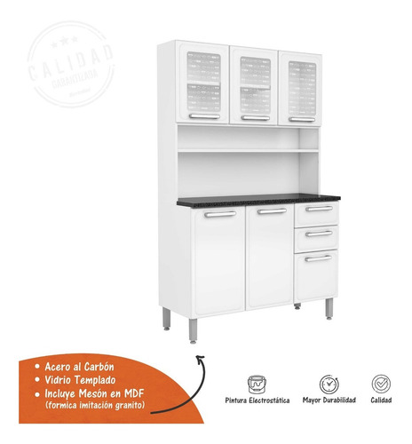 Imagen 2 de 7 de Mueble Alacena Multiusos Blanco 1.20 Metros Incluye Mesón
