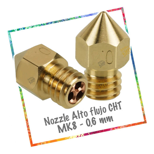 Nozzle Mk8 Alto Flujo Clon Cht 0,6mm 1,75mm Creality Ender 