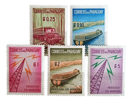 Paraguay, Serie Sc 577-581 Parag En Marcha 1961 Mint L16901