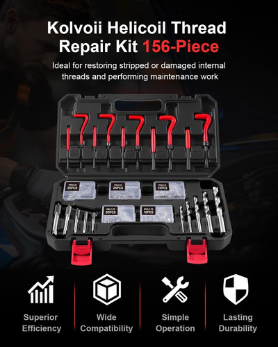 Kit De Reparación Roscas Helicoidales 156pzas Con Brocas Hss