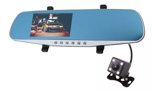 Espejo Retrovisor Doble Cámara DVR HD Delantera y Trasera para Carro -  Pantalla de 4.3 pulgadas