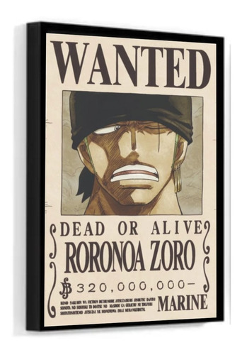 Quadro Decorativo Grande Sala Anime One Piece Procurado Zoro