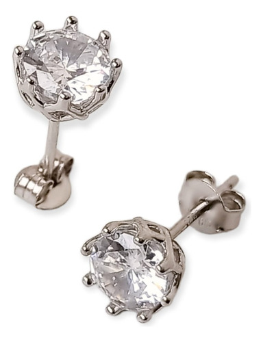 Pendientes Aretes Aros Puntos Luz Plata 925 Zirconia Moda