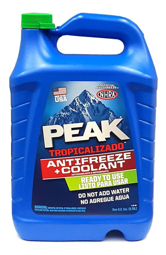 Refrigerante Peak Para Auto 3.78lt Verde Glycol 17% Organico