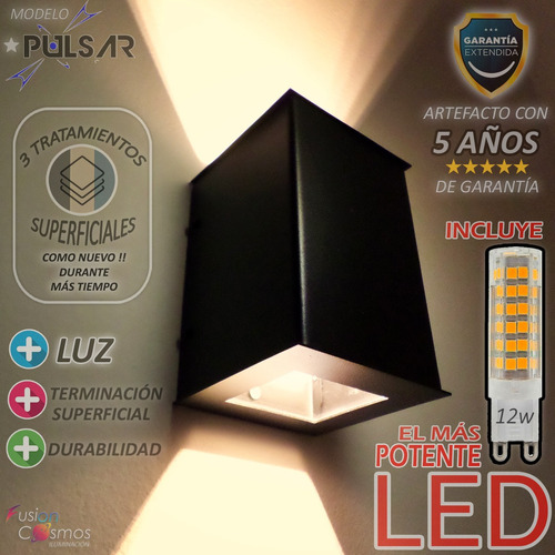 Aplique Pared Exterior Tortuga Moderno Led +potente 12w Full