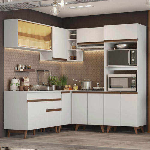 Cocina Integral Completa Modular Esquinero Madesa Reims 402cm Color Blanco 01