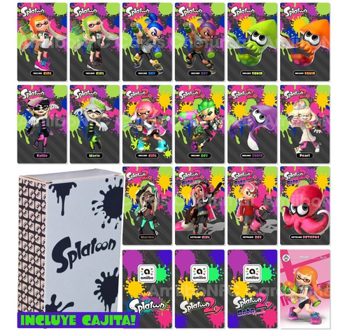 17 Tarjetas Amiibo - Colección Splatoon + Cajita Oficial