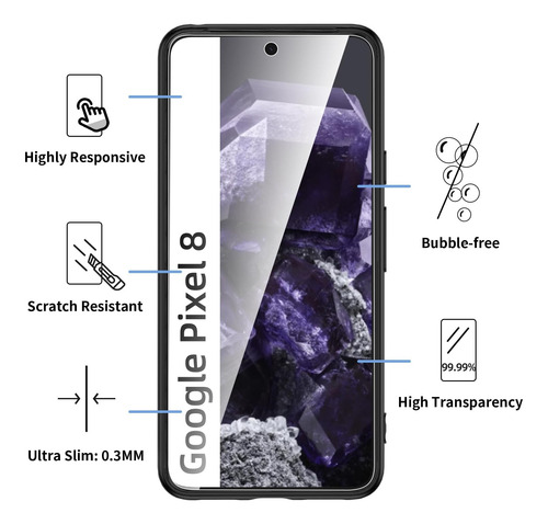 Funda Silicona Líquida Tpu Carcasa Para Google Pixel 8+mica Negro Google Pixel 8