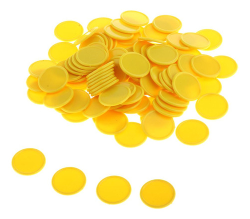 100 Unids Fichas De Chips Plástico Cóncavo Amarillo