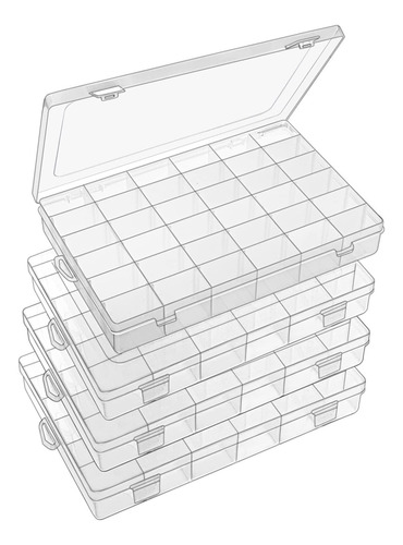 Paquete De 4 Cajas Organizadoras De Plástico Transparente