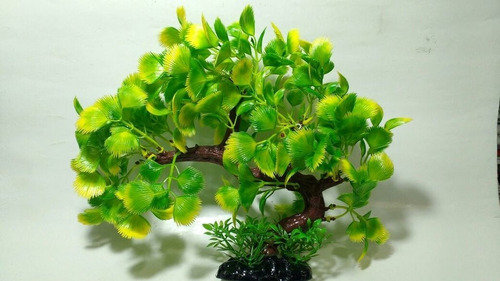 Planta Artificial Bonsai Verde/am. Crespa Aquário Decoração