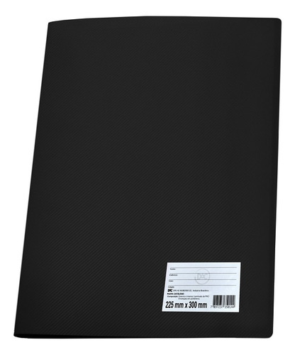 Pasta Catalogo Plastica Pp A4 Com 10 Envelopes Preta